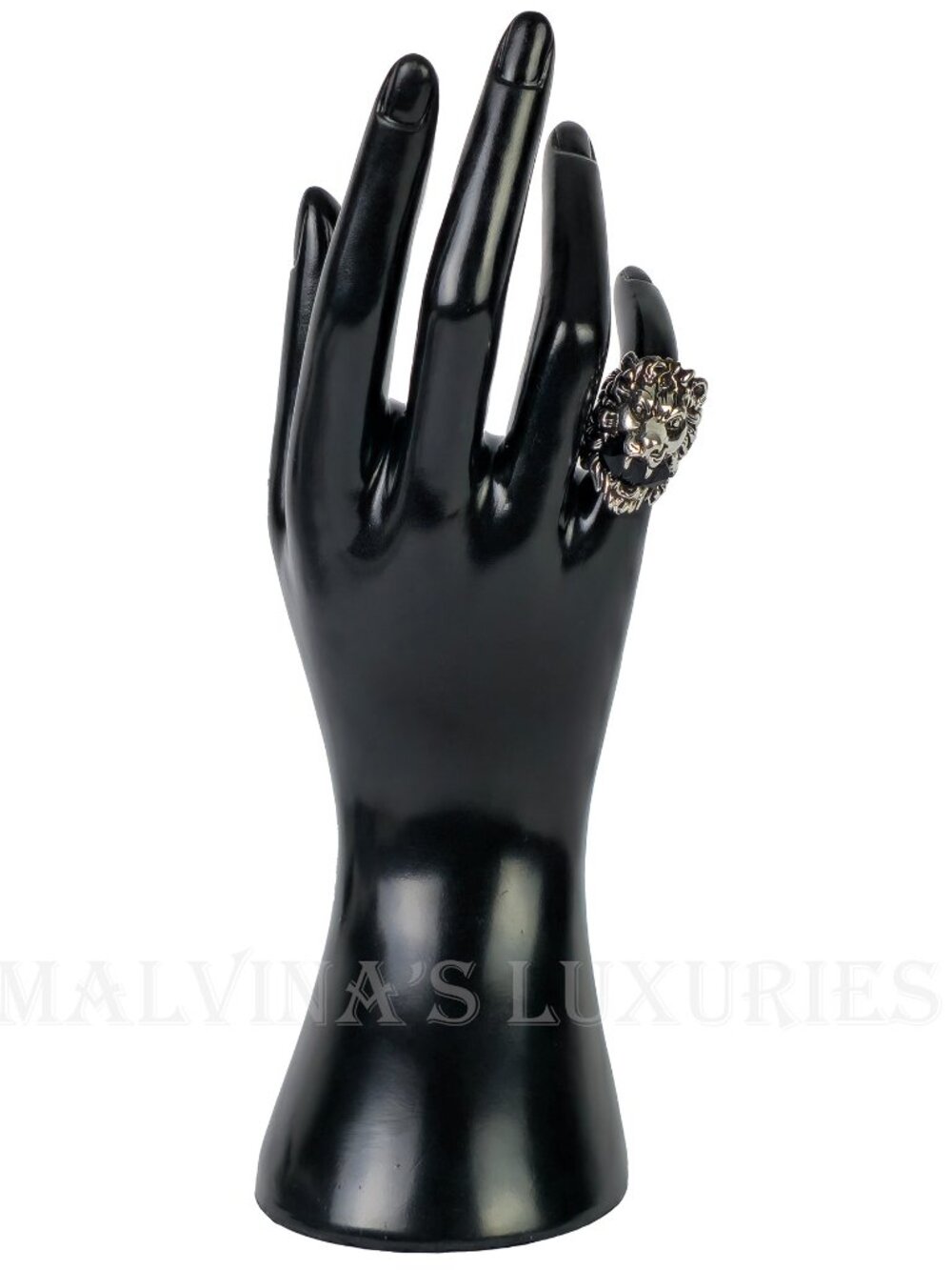 GUCCI RING LION HEAD GEM EMBELLISHED AGED METAL BAND UNISEX sz 8 US 4 1/2 - Picture 3 of 16